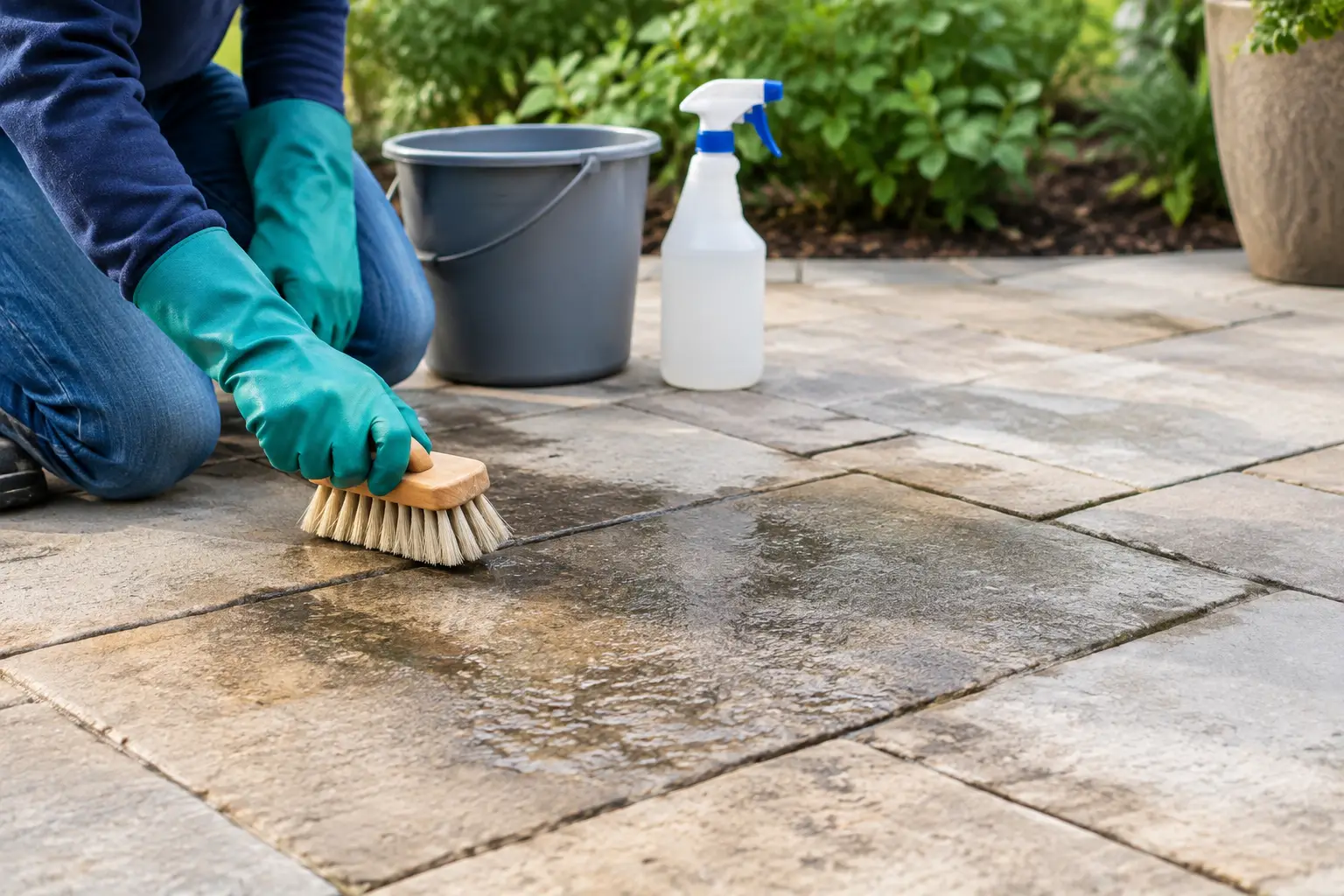 How to Remove Stains From Patio Pavers Safely